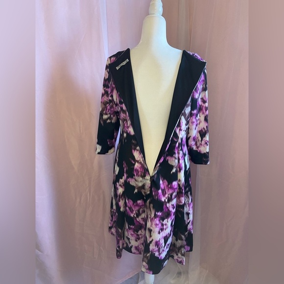 NWT Eliza J Watercolor Print Fit And Flare Scuba Cocktail Jeweled Dress BB99 - Picture 7 of 16